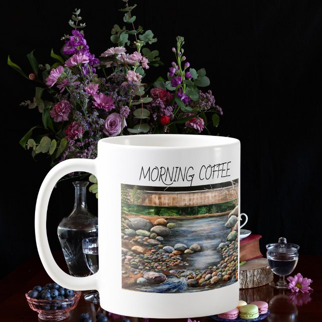 Hand Painted Brook Morning Coffee Personalize Mug (Creator Uploaded)