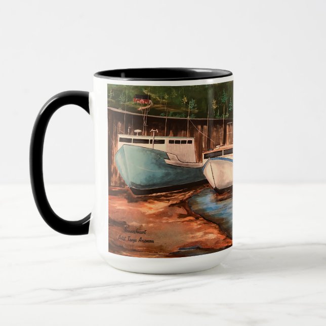 Hand Painted Browns Fishing Village Mug (Left)