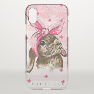 Hand painted Bunny pink Personalized iPhone X Case
