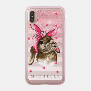 Hand painted Bunny with pink bow personalized Speck iPhone XS Max Case