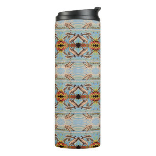 Hand Painted By Number Dolphins Mirror Tiled Thermal Tumbler