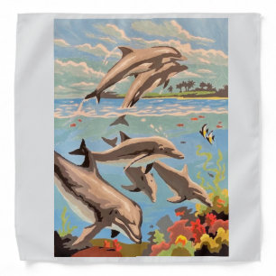 Hand Painted By Number   Playful Dolphins   Bandana