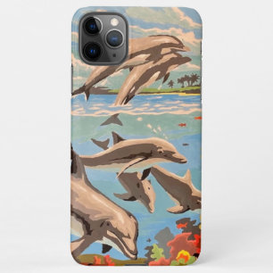 Hand Painted By Number Playful Dolphins iPhone 11Pro Max Case
