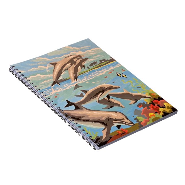 Hand Painted By Number | Playful Dolphins | Spiral Notebook (Right Side)