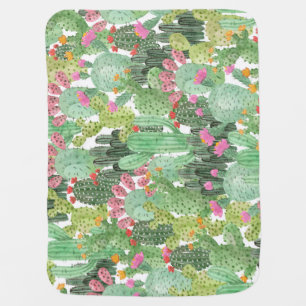 Hand Painted Cactus: Desert Green Baby Blanket