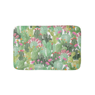 Hand Painted Cactus: Desert Green Bath Mat
