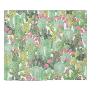 Hand Painted Cactus: Desert Green Duvet Cover