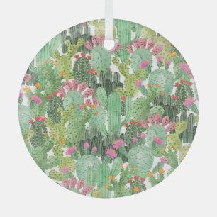 Hand Painted Cactus: Desert Green Glass Ornament