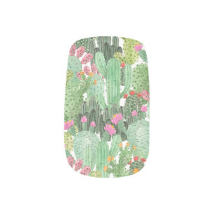 Hand Painted Cactus: Desert Green Minx Nail Art