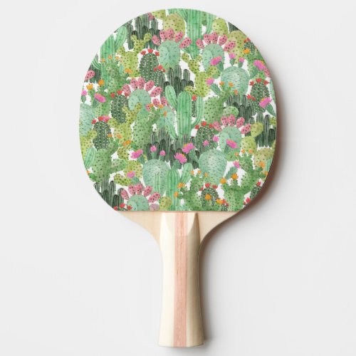 Hand Painted Cactus Desert Green Ping Pong Paddle