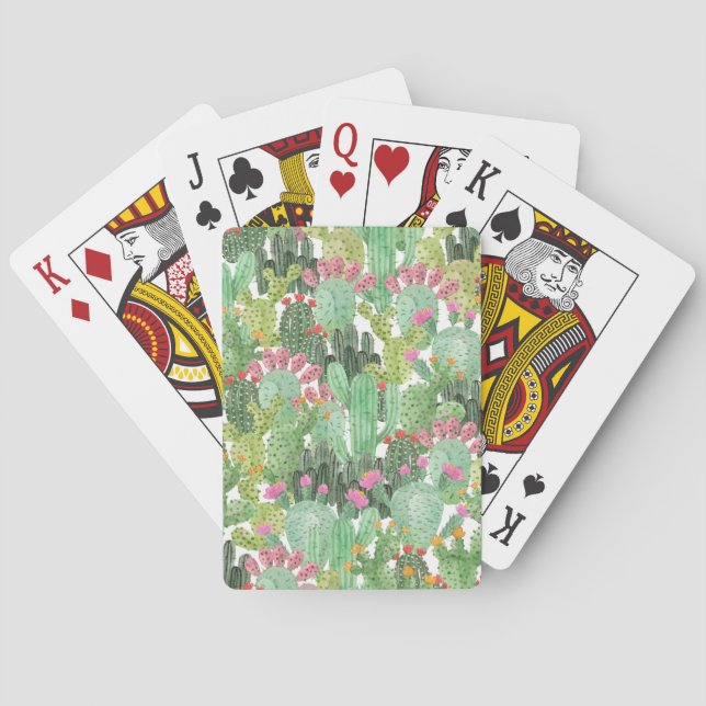 Hand Painted Cactus: Desert Green Poker Cards (Back)