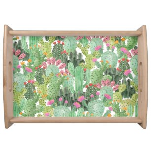 Hand Painted Cactus: Desert Green Serving Tray