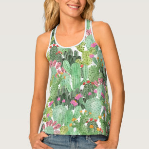 Hand Painted Cactus: Desert Green Tank Top