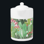 Hand Painted Cactus: Desert Green Teapot<br><div class="desc">watercolor hand painted cactus. green mexico desert. seamless pattern.
Desert cacti watercolor dream. Oasis of seamless charm.
Watercolor cactus and desert pattern. Arizona vibes.
cactus,  watercolor,  prickly,  pattern,  western,  mexico,  illustration,  southwest,  painting,  textile,  summer,  flower,  desert,  texture,  decor,  paper,  nature,  spring,  white,  floral</div>