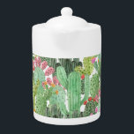 Hand Painted Cactus: Desert Green Teapot<br><div class="desc">watercolor hand painted cactus. green mexico desert. seamless pattern.
Desert cacti watercolor dream. Oasis of seamless charm.
Watercolor cactus and desert pattern. Arizona vibes.
cactus,  watercolor,  prickly,  pattern,  western,  mexico,  illustration,  southwest,  painting,  textile,  summer,  flower,  desert,  texture,  decor,  paper,  nature,  spring,  white,  floral</div>