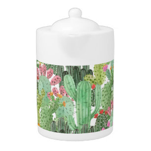 Hand Painted Cactus: Desert Green Teapot