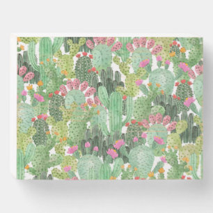 Hand Painted Cactus: Desert Green Wooden Box Sign