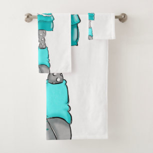 Hand Painted Cartoon style Girl Bath Towel Set