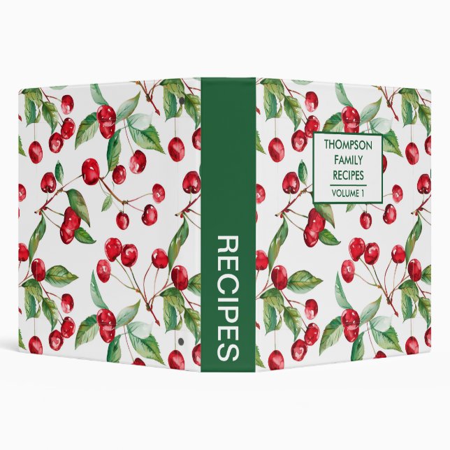 Hand painted cherries Personalized Recipe 3 Ring Binder (Background)