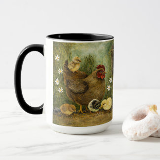 Hand-Painted Chicken & Chicks and Rooster Mug