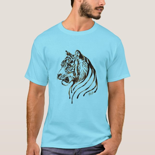 Hand Painted Chocolate Tiger Art Men's T-shirt (Front)
