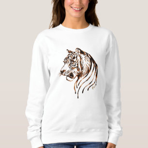 Hand Painted Chocolate Tiger Art Women's Sweater