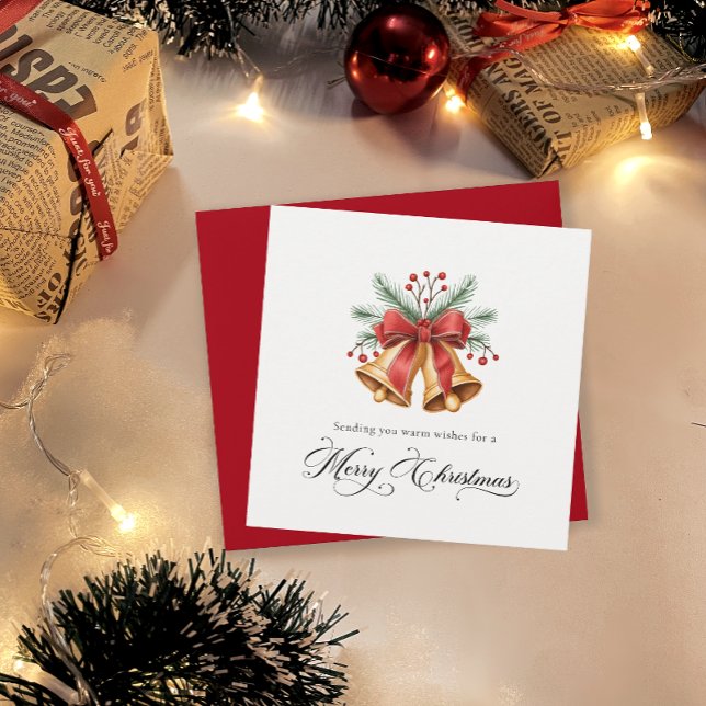 Hand Painted Christmas Bells & Greenery Christmas Holiday Card (Creator Uploaded)