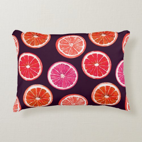 Hand Painted Citrus Dark Pattern Accent Pillow