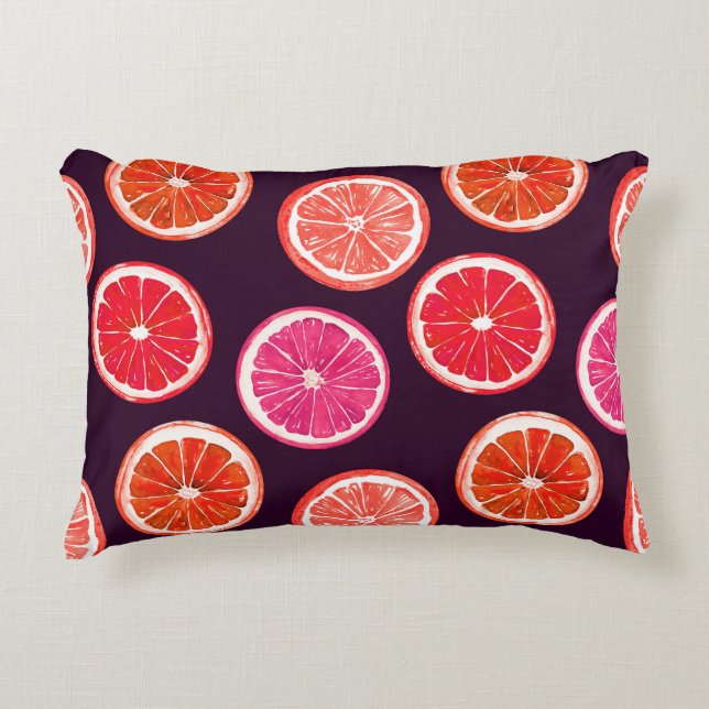 Hand Painted Citrus Dark Pattern Accent Pillow (Front)