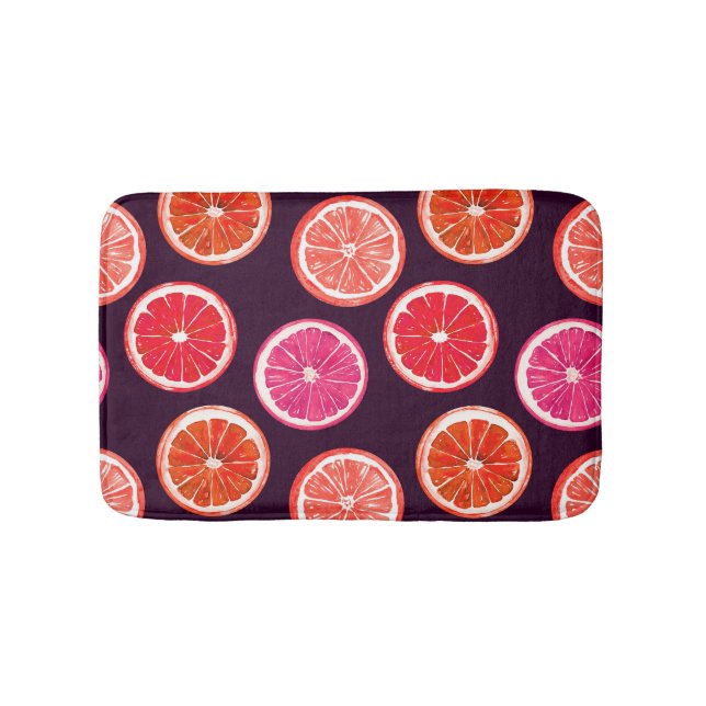 Hand Painted Citrus Dark Pattern Bath Mat (Front)