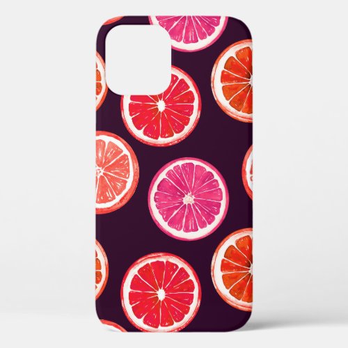 Hand Painted Citrus Dark Pattern iPhone 12 Case