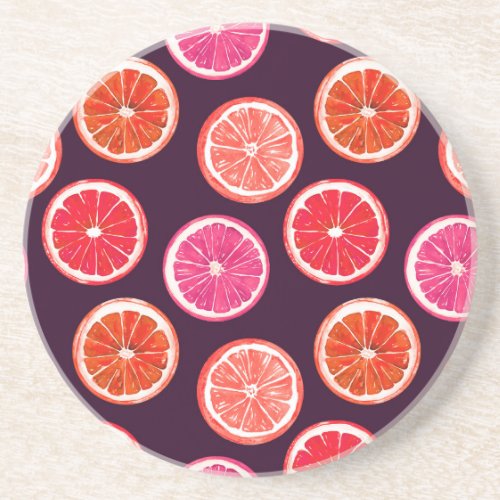 Hand Painted Citrus Dark Pattern Coaster
