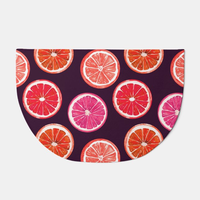 Hand Painted Citrus Dark Pattern Doormat (Front)