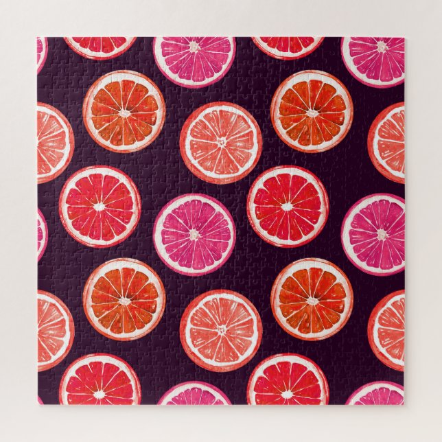 Hand Painted Citrus Dark Pattern Jigsaw Puzzle (Vertical)