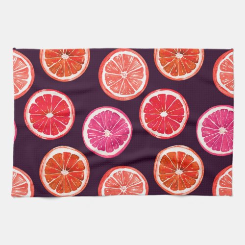 Hand Painted Citrus Dark Pattern Kitchen Towel