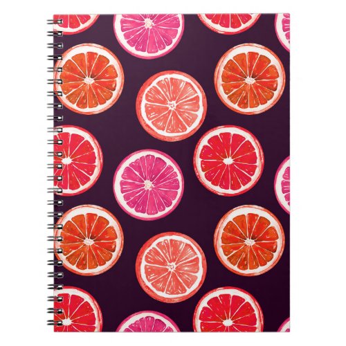 Hand Painted Citrus Dark Pattern Notebook