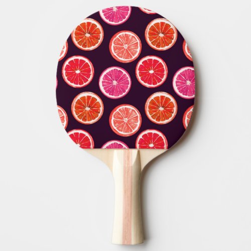 Hand Painted Citrus Dark Pattern Ping Pong Paddle