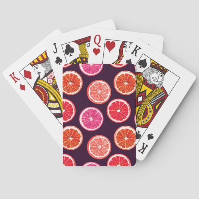 Hand Painted Citrus Dark Pattern Poker Cards (Back)