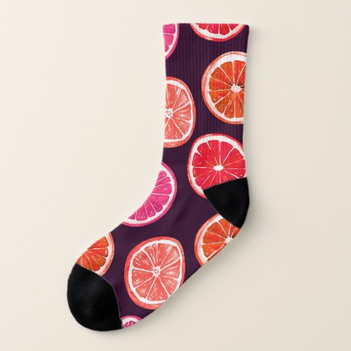 Hand Painted Citrus Dark Pattern Socks