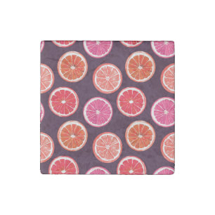 Hand Painted Citrus Dark Pattern Stone Magnet