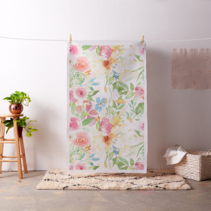 Hand-painted colorful delicate flowers pattern fabric