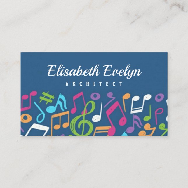 hand painted colorful musical notes business card (Front)