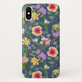 Hand-painted Colorful Tropical Flowers Pattern iPhone X Case