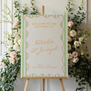 Hand Painted Colorful Whimsical  Wedding Welcome Foam Board