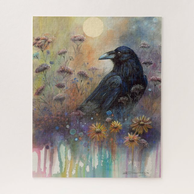 Hand Painted Crow Jigsaw Puzzle (Vertical)