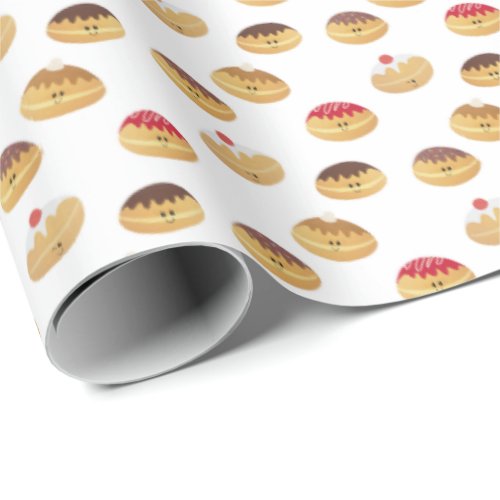 Hand painted cute Hannukah doughnut patterned Wra Wrapping Paper