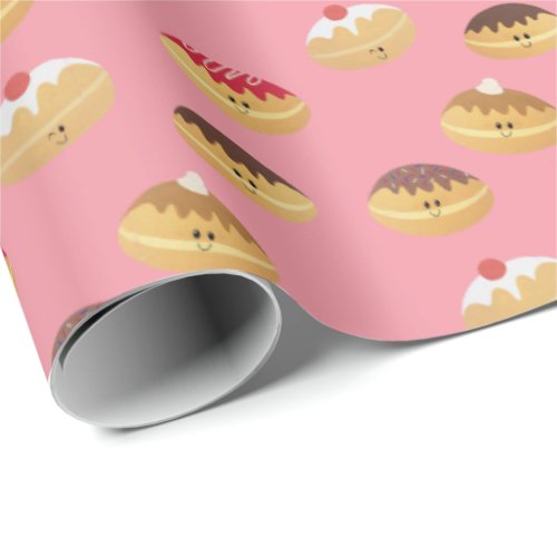 Hand painted cute Hannukah doughnut patterned Wrapping Paper
