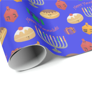 Hand painted, cute Hannukah patterned Wrapping Pap Paper