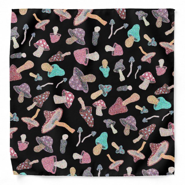 Hand Painted Cute Mushroom Fungi Pattern Bandana (Front)