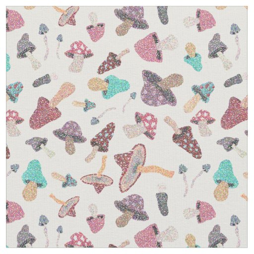 Hand Painted Cute Mushroom Fungi Pattern Fabric